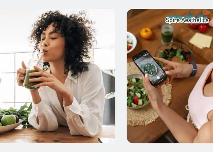 Image of woman looking into her diet and fat freezing Kington to improve her health